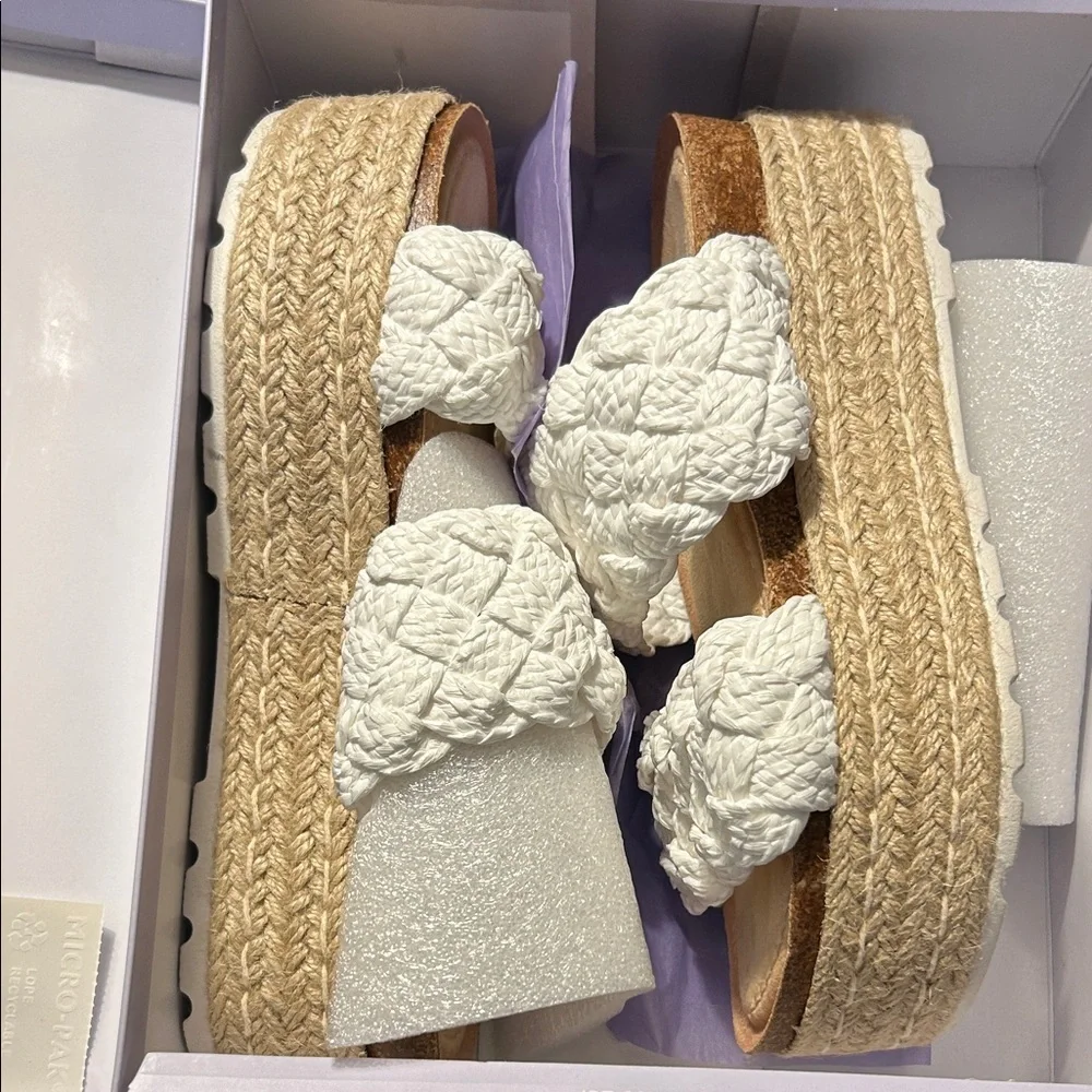 Madden Girl Cream Braided Espadrille Sandals